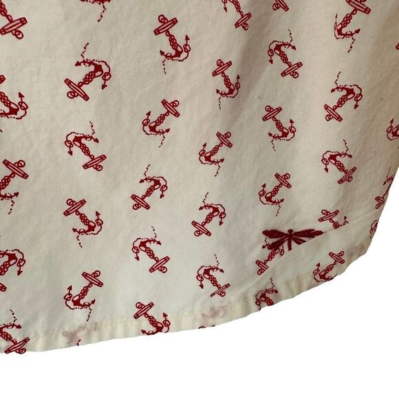 Talbots Button Up Shirt Womens Size 14 Long Sleeve White Anchor Pattern Cotton - Picture 5 of 7